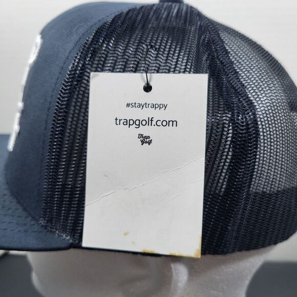 Trap Golf Embroidered Snapback Hat Navy Blue Trucker Mesh NWT - Picture 7 of 12